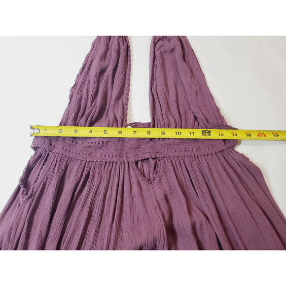 Free People Womens Large Garden Party Maxi Dress Tassels Side Slit Cut-Outs Boho - Picture 11 of 13